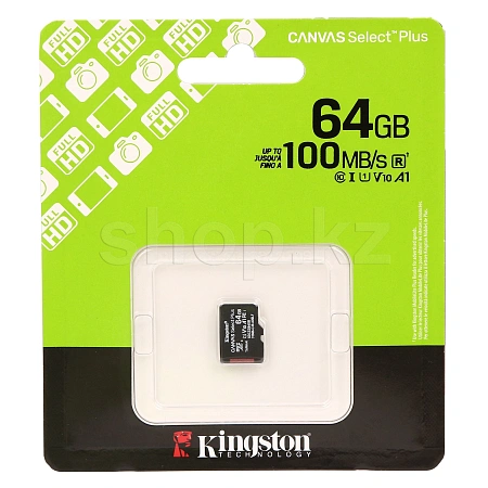 Micro SDXC 64Gb Kingston Canvas Select Plus, Class 10 UHS-I U1 жад картасы