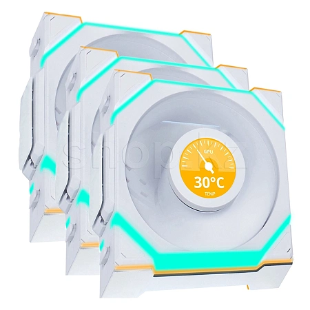 Lian Li Uni Fan SL Wireless LCD 120 ARGB Reverse Blade, 12cm, White корпусына арналған желдеткіш жиынтығы