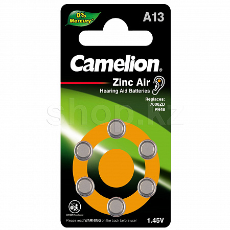 Батарейка Camelion Zinc Air A13-BP6, 1.45V (6шт)