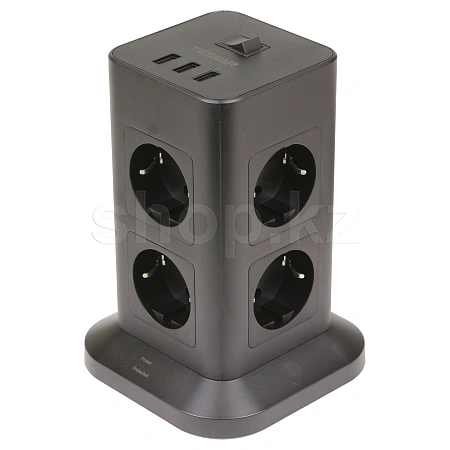 Tessan TPS03-DE, 8 розеток, 3хUSB, 2м, Black желілік сүзгісі