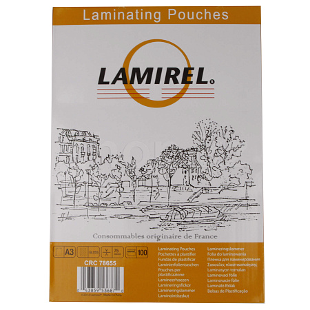 Lamirel CRC78655, А3, 75 мкм, жылтыр (100 дана) ламинаттауға арналған пленкасы