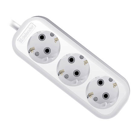 Удлинитель Defender R330, 3 розетки, 1.5м, White