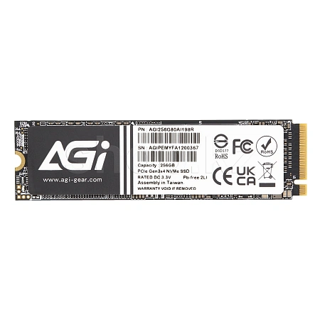 SSD сақтау құрылғысы 256 GB AGI AI198R, М.2, PCI-e 3.0