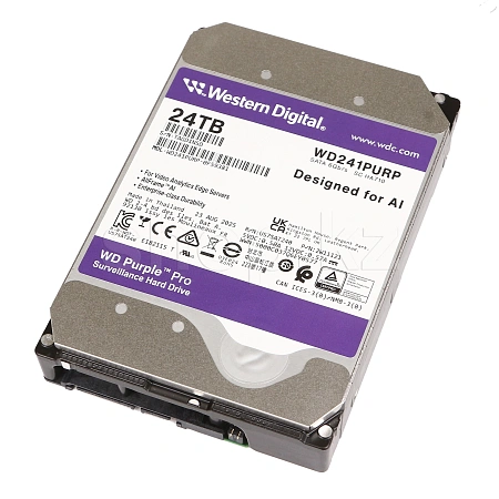 HDD 24 TB Western Digital (WD241PURP), 3.5", 512 MB, SATA III, Purple Pro қатқыл дискі