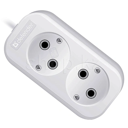 Удлинитель Defender B220, 2 розетки, 2м, White