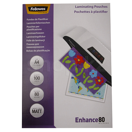 Fellowes FS-54521, A4, 80 мкм, күңгірт (100 дана) ламинаттауға арналған пленкасы