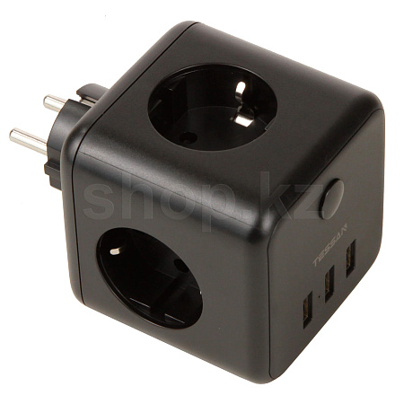 Tessan TS-301-DE, 3 розетка, 3хUSB, Black желілік сүзгісі