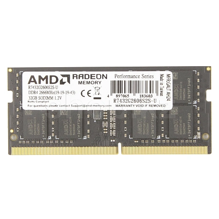 SO-DIMM 32GB DDR4 PC21300/2666Mhz AMD Radeon R7 Performancel, BOX (R7432G2606S2S-U)