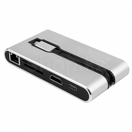 Переходник USB Type-C - LAN, 3xUSB 3.0, Rombica Type-C Hermes, Black