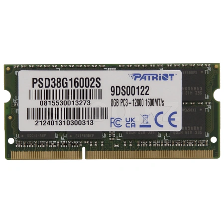 SO-DIMM 8GB DDR3 PC12800/1600MHz Patriot Signature Line, BOX (PSD38G16002S)
