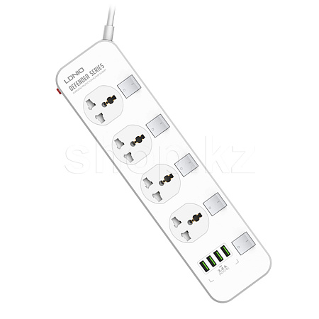 LDNIO SC4408, 4 розетка, 4хUSB, 2м, White желілік сүзгісі